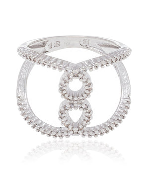 RHODIUM PLATED RING WITH ZIRCONIA
