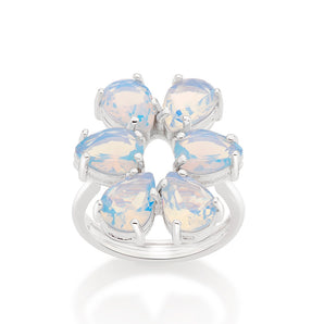 RHODIUM PLATED RING WITH CRYSTAL