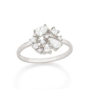 RHODIUM ABSTRACT RING IN WHITE