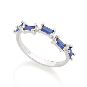 RHODIUM PLATED RING WITH ZIRCONIA