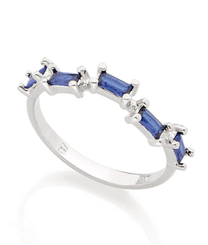 RHODIUM PLATED RING WITH ZIRCONIA