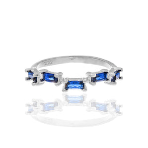 RHODIUM PLATED RING WITH ZIRCONIA