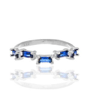 RHODIUM PLATED RING WITH ZIRCONIA