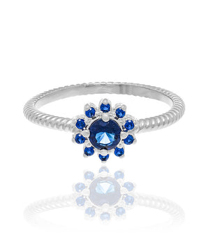 RHODIUM PLATED RING WITH ZIRCONIA