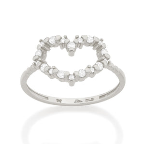 RHODIUM PLATED RING WITH ZIRCONIA