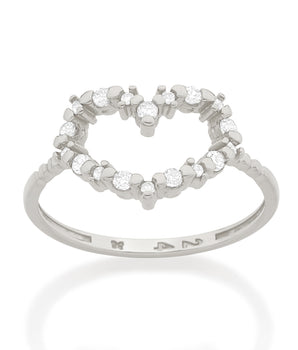 RHODIUM PLATED RING WITH ZIRCONIA