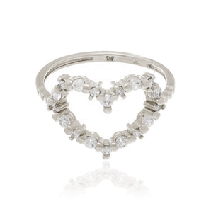 RHODIUM PLATED RING WITH ZIRCONIA