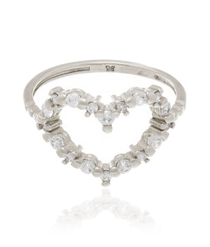 RHODIUM PLATED RING WITH ZIRCONIA