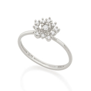 RHODIUM PLATED RING WITH ZIRCONIA