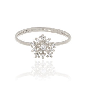 RHODIUM PLATED RING WITH ZIRCONIA