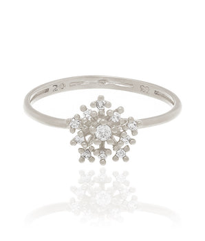 RHODIUM PLATED RING WITH ZIRCONIA