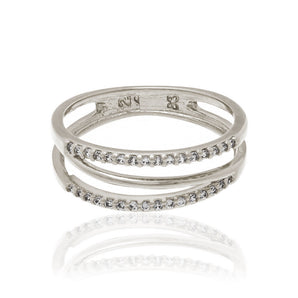 RHODIUM PLATED RING WITH ZIRCONIA