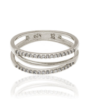 RHODIUM PLATED RING WITH ZIRCONIA
