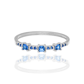 RHODIUM PLATED RING WITH ZIRCONIA