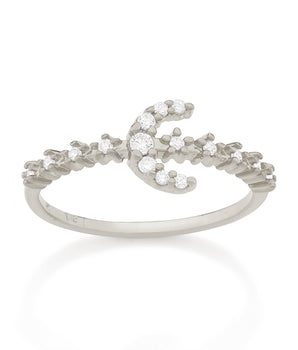 RHODIUM CRESCENT MOON RING