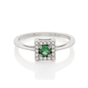 RHODIUM LUCID DREAMS RING IN GREEN