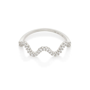 RHODIUM WAVE SKINNY RING IN WHITE