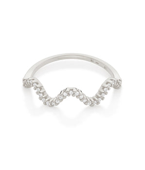 RHODIUM WAVE SKINNY RING IN WHITE