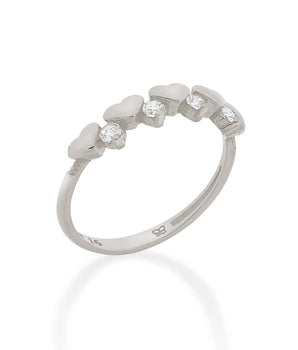 RHODIUM FIVE HEARTS RING