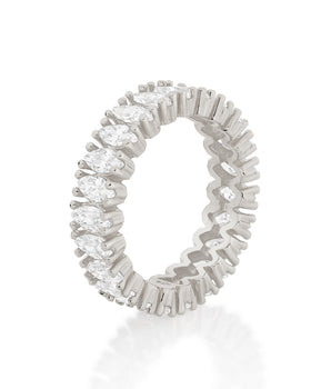 RHODIUM PLATED RING WITH ZIRCONIA