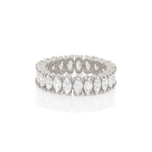 RHODIUM PLATED RING WITH ZIRCONIA