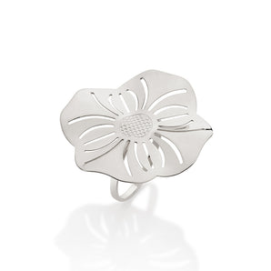 RHODIUM CURAÇAO FLOWER RING