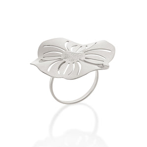 RHODIUM CURAÇAO FLOWER RING