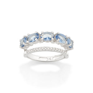 RHODIUM DOUBLE BAND RING IN BLUE