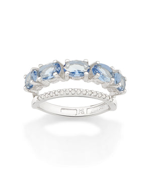 RHODIUM DOUBLE BAND RING IN BLUE