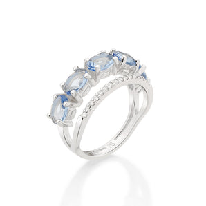 RHODIUM DOUBLE BAND RING IN BLUE
