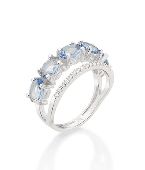 RHODIUM DOUBLE BAND RING IN BLUE