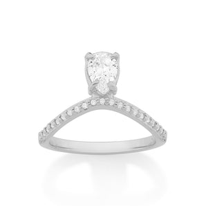 RHODIUM CURVED RING