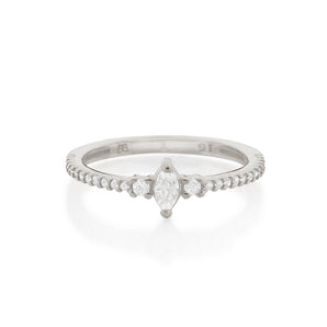 RHODIUM PLATED RING WITH ZIRCONIA