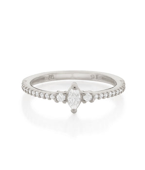 RHODIUM PLATED RING WITH ZIRCONIA