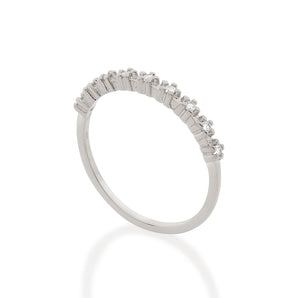 RHODIUM PLATED RING WITH ZIRCONIA
