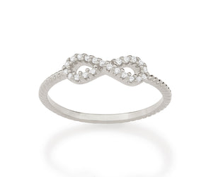 RHODIUM PLATED RING WITH ZIRCONIA