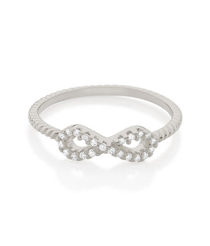 RHODIUM PLATED RING WITH ZIRCONIA