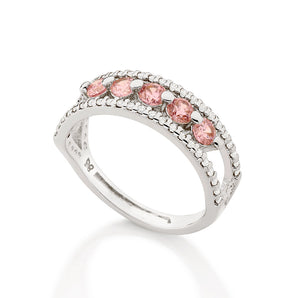 RHODIUM PLATED RING WITH ZIRCONIA