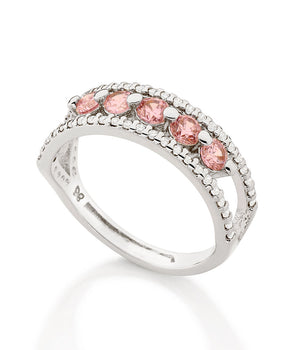 RHODIUM PLATED RING WITH ZIRCONIA