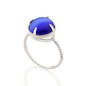 RHODIUM PLATED RING WITH CRYSTAL