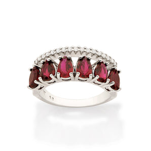 RHODIUM ELEGANT NIGHT RING IN RED
