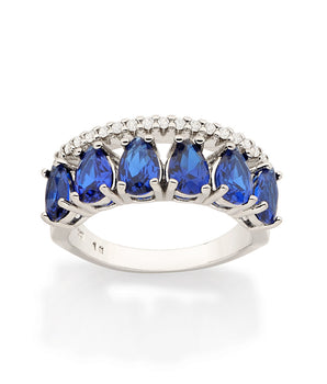 RHODIUM ELEGANT NIGHT RING IN BLUE