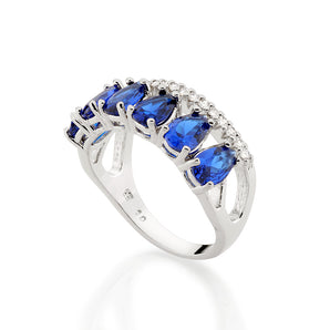 RHODIUM ELEGANT NIGHT RING IN BLUE