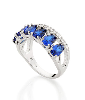 RHODIUM ELEGANT NIGHT RING IN BLUE