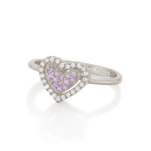 RHODIUM PINK HEART RING