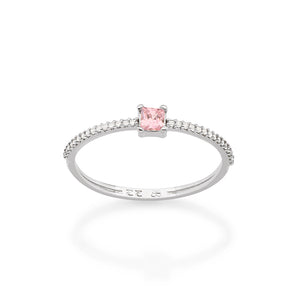 RHODIUM FOR HER SKINNY ENGAGEMENT RING IN LIGHT PINK