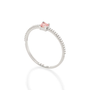RHODIUM FOR HER SKINNY ENGAGEMENT RING IN LIGHT PINK