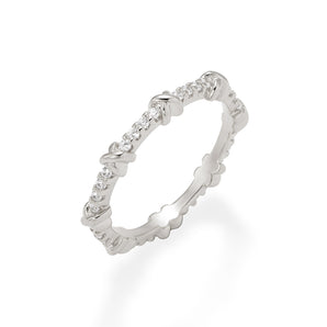 RHODIUM CRISS CROSS RING