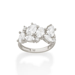 RHODIUM ABSTRACT RING IN WHITE