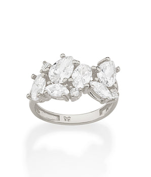 RHODIUM ABSTRACT RING IN WHITE